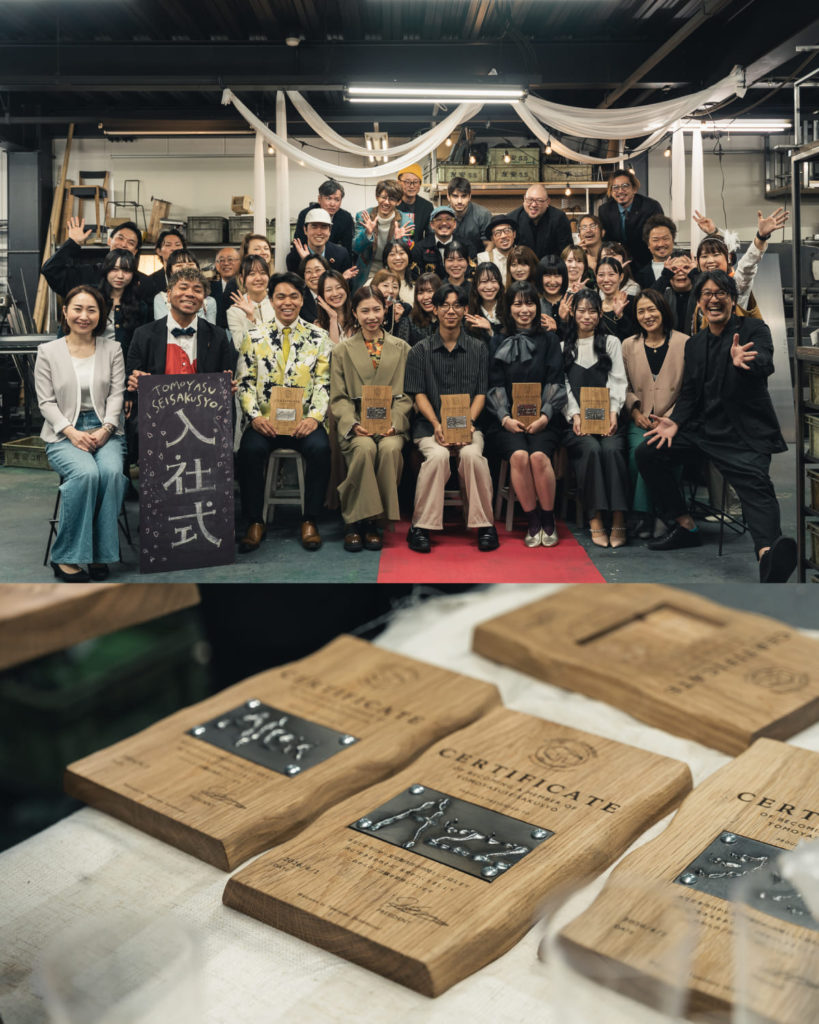 【入社式パーティー】工場にレッドカーペットを。とびっきりのおしゃれで迎えた、5名の新入社員